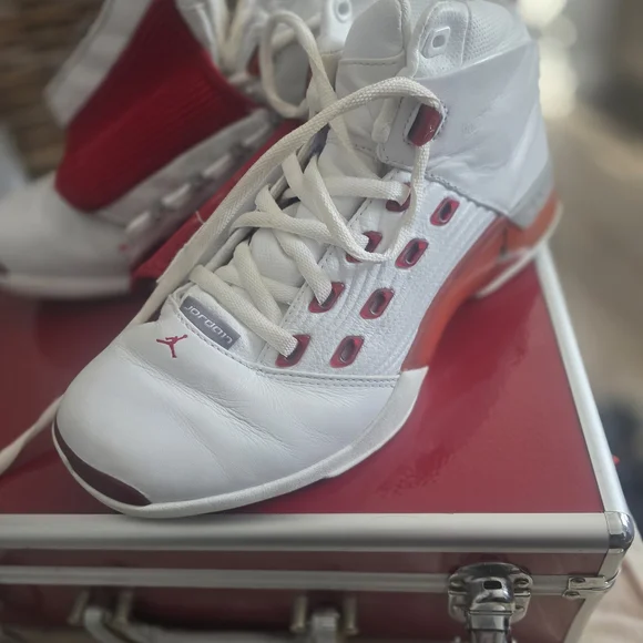White and Red High-Top Sneakers